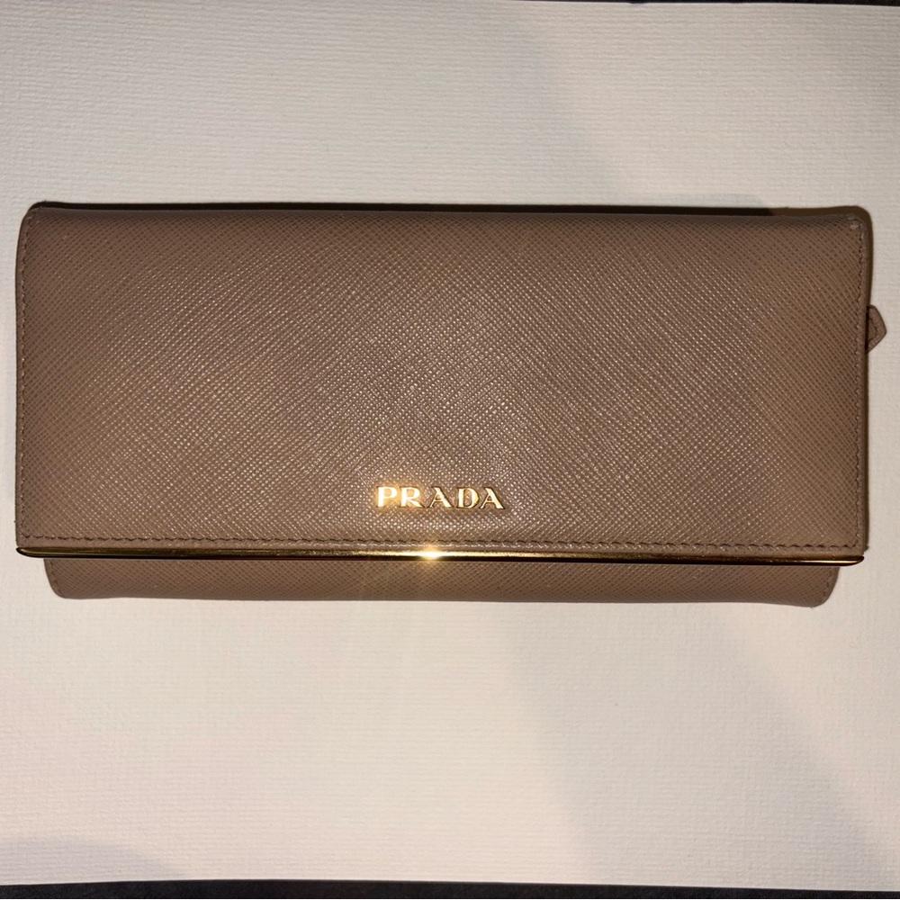 Prada Tan Saffiano Leather Wallet